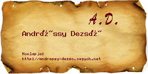 Andrássy Dezső névjegykártya